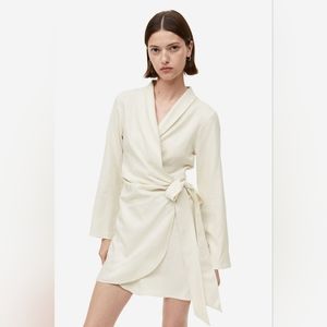 Linen-blend Wrap Dress